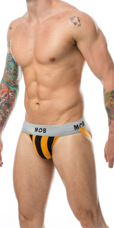 MOB STRIPE CLASSIC JOCK ORANGE Tanga arancione sexy a righe con apertura posteriore