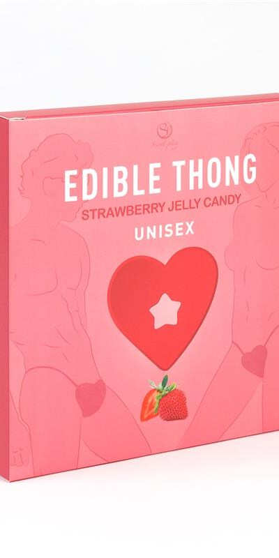 STRING COMESTIBLE UNISEX FRAISE Lingerie comestible à la fraise, idéale pour les couples