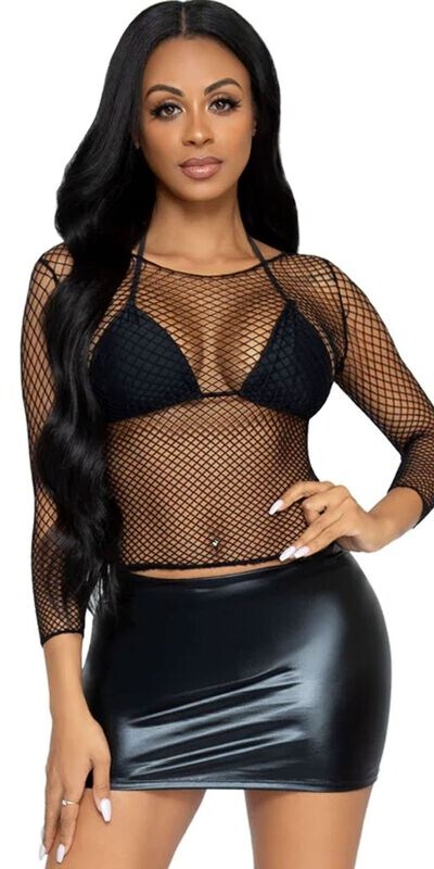 JET INTENSE Sexy black fishnet lingerie, one size fits all with a comfy stretch