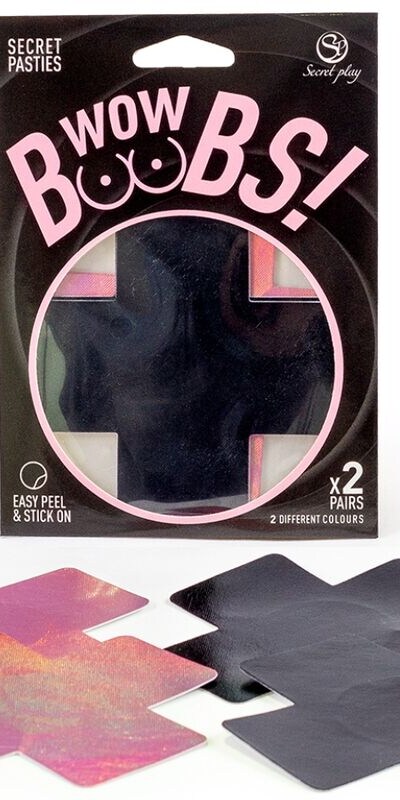 WOW BOOBS! CACHE-TÉTONS CROIX Cache-tétons holographiques pour une décoration corporelle sensuelle.