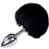 Plug anale in metallo con pompon, design conico, effetto termico