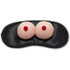 Black eye mask with two embellishments resembling a woman's bust