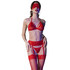 Set seducente di 4 pezzi in nero o rosso per donna