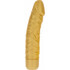 Vibrador dourado, curvado e realista, com vibrações intensas