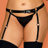 Lingerie sexy ajustável, em pele preta, com fivelas