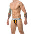 Discover our playful orange striped thong with a cheeky back opening. Flirty, fun, and des