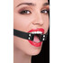 Mordaça em anel de couro ajustável, perfeita para brincadeiras BDSM