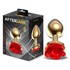 Plug anal de metal dorado con rosa roja en la base talla s