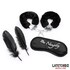 Kit BDSM com venda, algemas e plumas