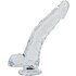 Safe and transparent realistic dildo with textured details and a suction cup