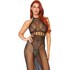Long Black Open-Backed Fishnet Dress