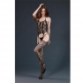 Lingerie preta com corpete, motivos florais. tamanho único